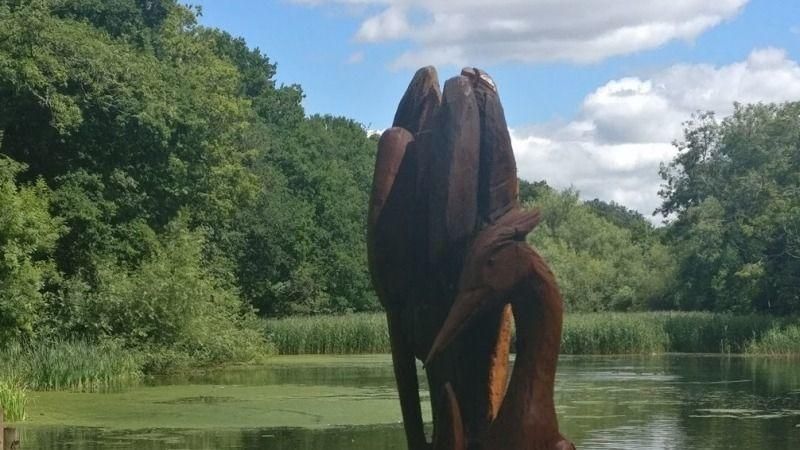 Picture shows a sculpture in the grounds of Coombe Abbey